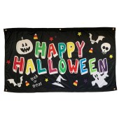 Black Halloween Eyelet Flag Balcony Display