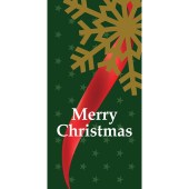 Merry Christmas Flag Green Ribbon with Snow Flake