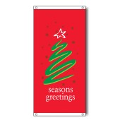 Red Seasons Greeting Flag with Eyelet Finish