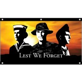 Tri Services Lest We Forget Flag - Eyelet Finish