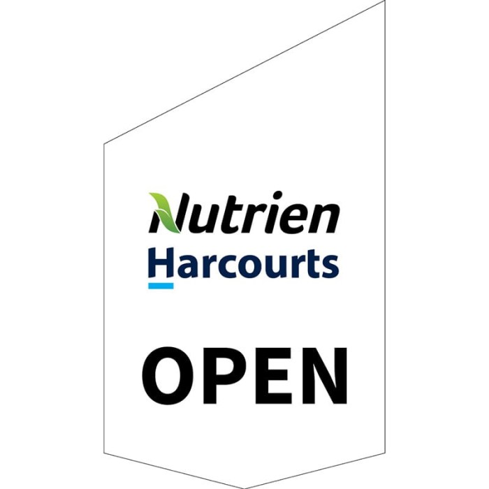 Nutrien Harcourts Open Shop Front Banner White