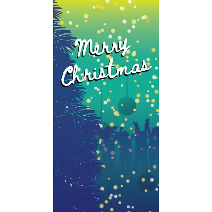 Merry Christmas Flag Teal Blue Vertical