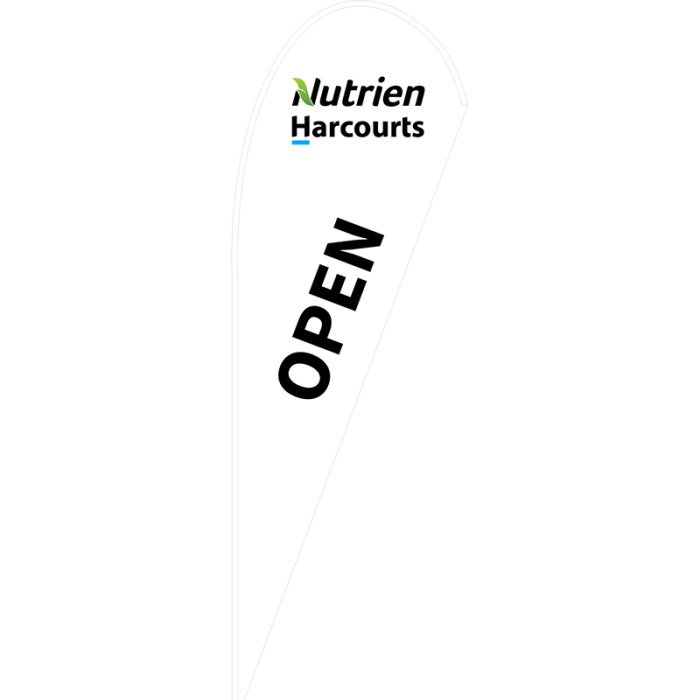 Nutrien Harcourts Open White (2020) Medium Tear Drop Flag 